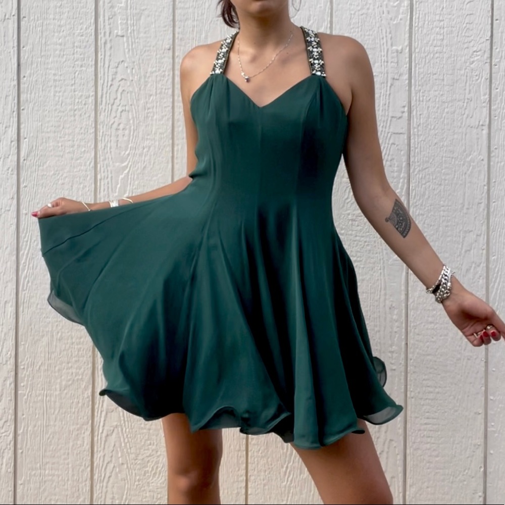 Vintage Dark Green Beaded Cocktail Dress